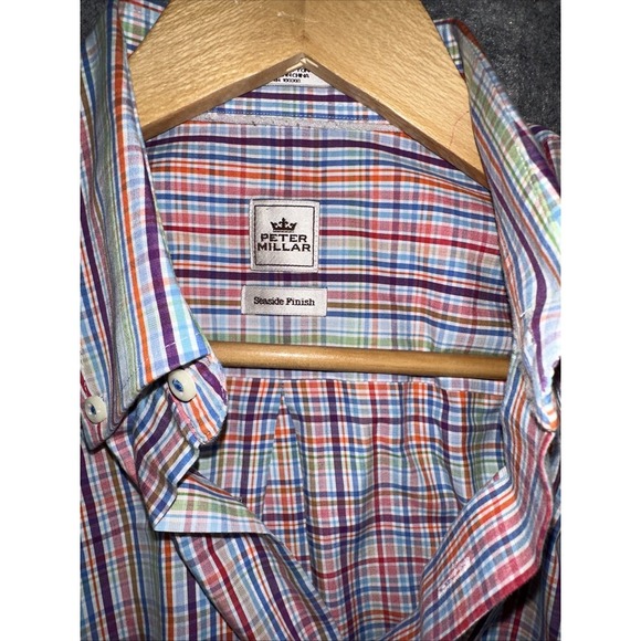 Peter Millar Seaside Finish Long Sleeve Button Down Shirt Men's MediumMulticolor - Picture 2 of 4